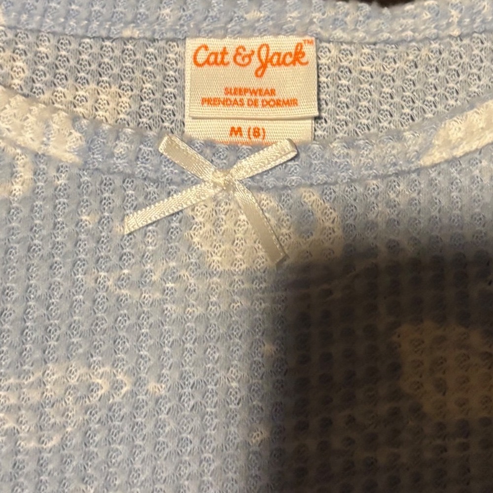 Cat & Jack Girls Blue Swan Waffle Knit Pajama Set Long Sleeve Top Shorts NWT M 8 - Picture 2 of 4